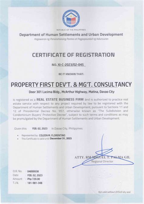 dhsud certificate of registration|DHSUD promotes ease of doing business for developers, .